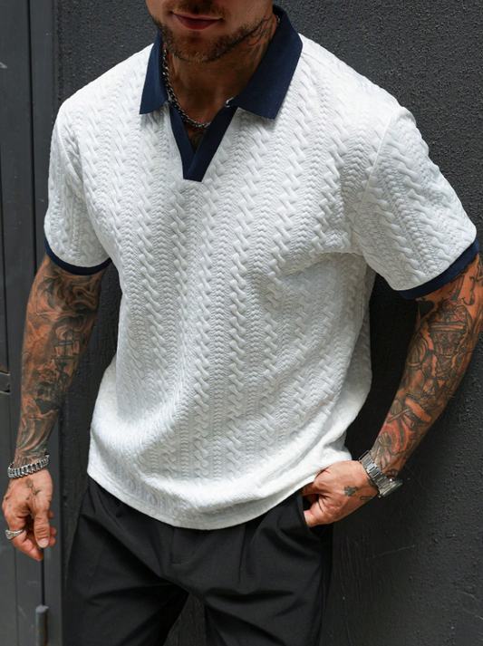 Manfinity Homme Polo à manches courtes blocs de couleurs décontracté pour hommes, idéal pour les trajets