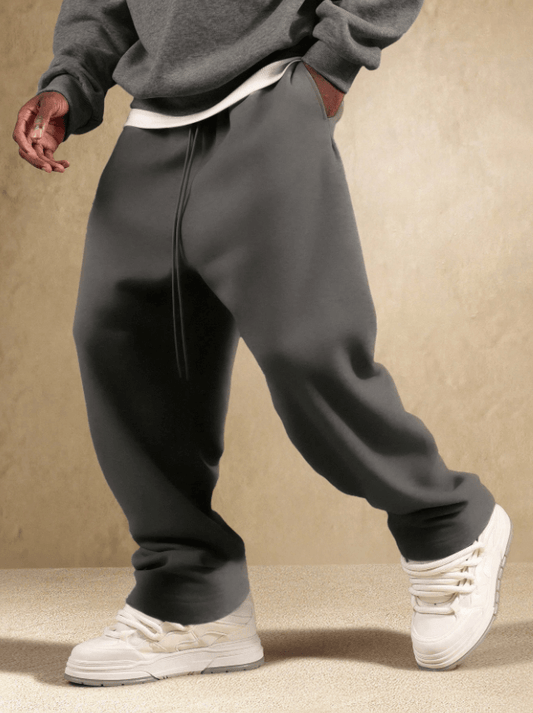 SUMWON Pantalon de jogging essentiel à entrejambe tombante, coupe droite, vêtement d'intérieur, pantalon de survêtement décontracté, streetwear ample et ample à jambes larges