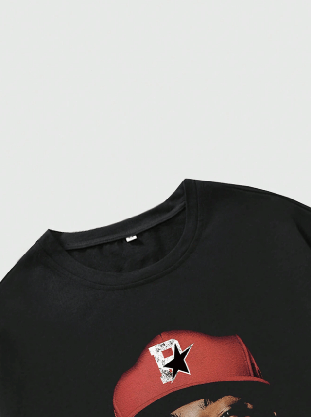 ROMWE MEN Street Life T-shirt à manches courtes avec impression de portrait pour hommes, convient pour le port quotidien au printemps et en été, école