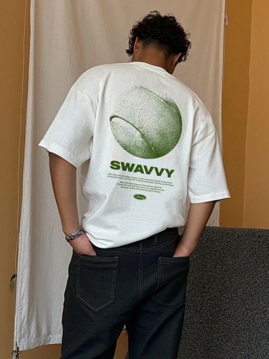 SWAVVY T-shirt court blanc standard oversize pour homme, été