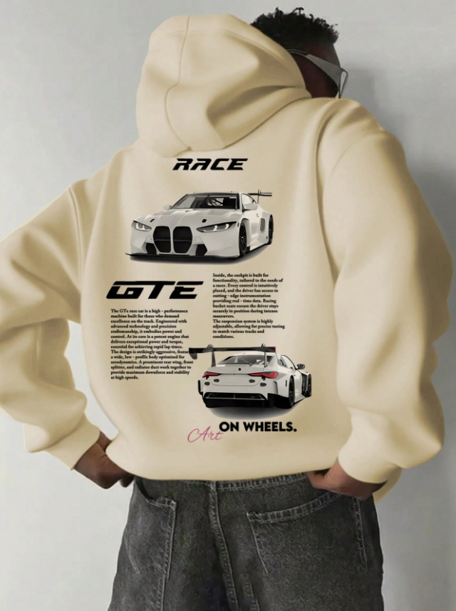 Indispensable pour les passionnés de course ! sweat-shirt à capuche imprimé avec élément de culture de course décontracté pour hommes, automne/hiver