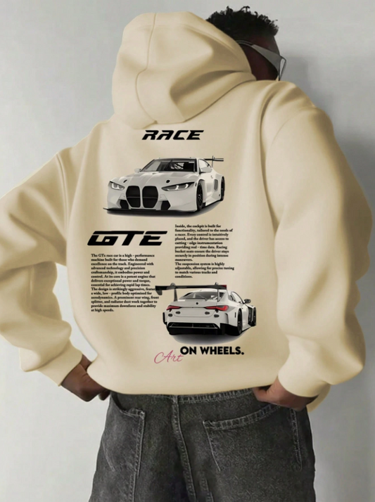 Indispensable pour les passionnés de course ! sweat-shirt à capuche imprimé avec élément de culture de course décontracté pour hommes, automne/hiver