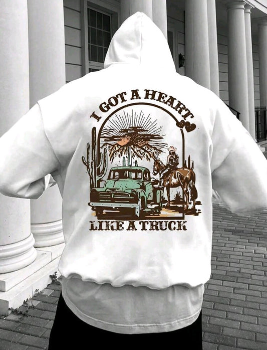 sweat-shirt à capuche imprimé style western pour hommes - un pull décontracté régulier et avec une poche avant, pouvant être lavé en machine et confortable en toute saison. Vêtements de rue, style outdoor, confortable et .