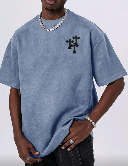 Manfinity EMRG T-shirt vintage ample pour hommes avec épaules tombantes et broderie croisée, style années 2000