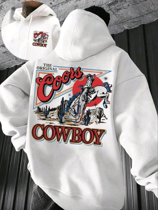 Sweat-shirt à capuche casual pour hommes avec imprimé western, automne/hiver